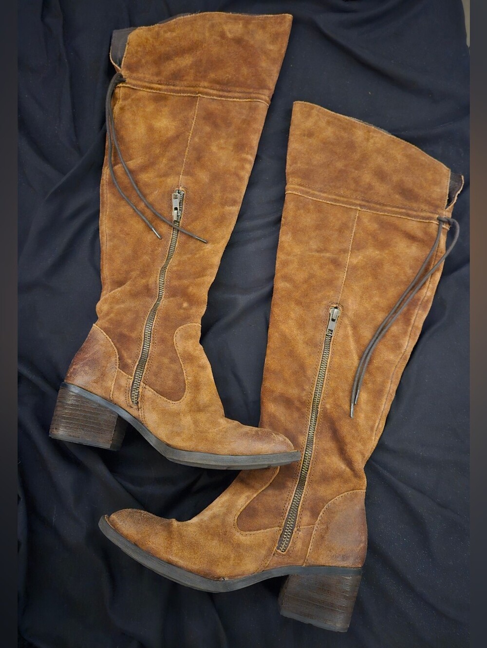 Børn Distressed Brown Suede Over-The-Knee Boots 6M - Picture 2 of 11
